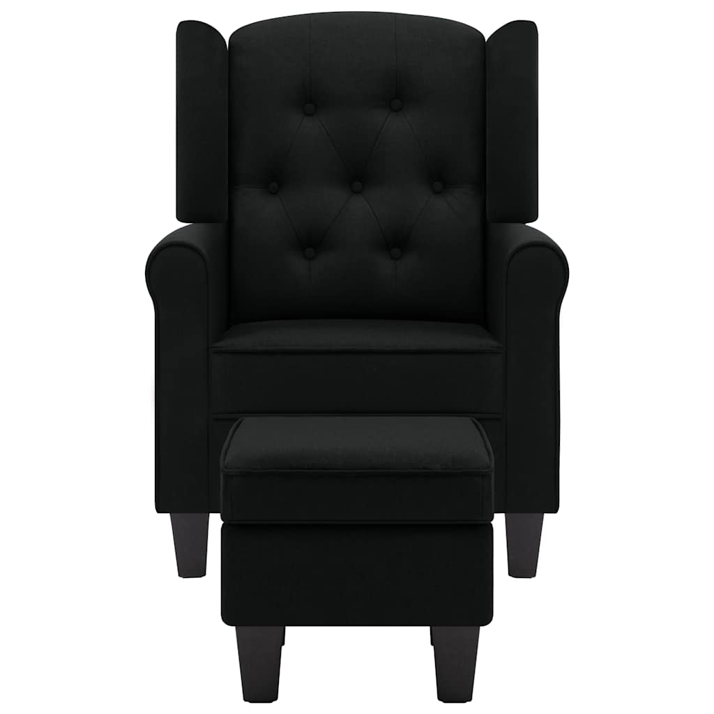 Poltrona con Poggiapiedi Nera in Tessuto 320153