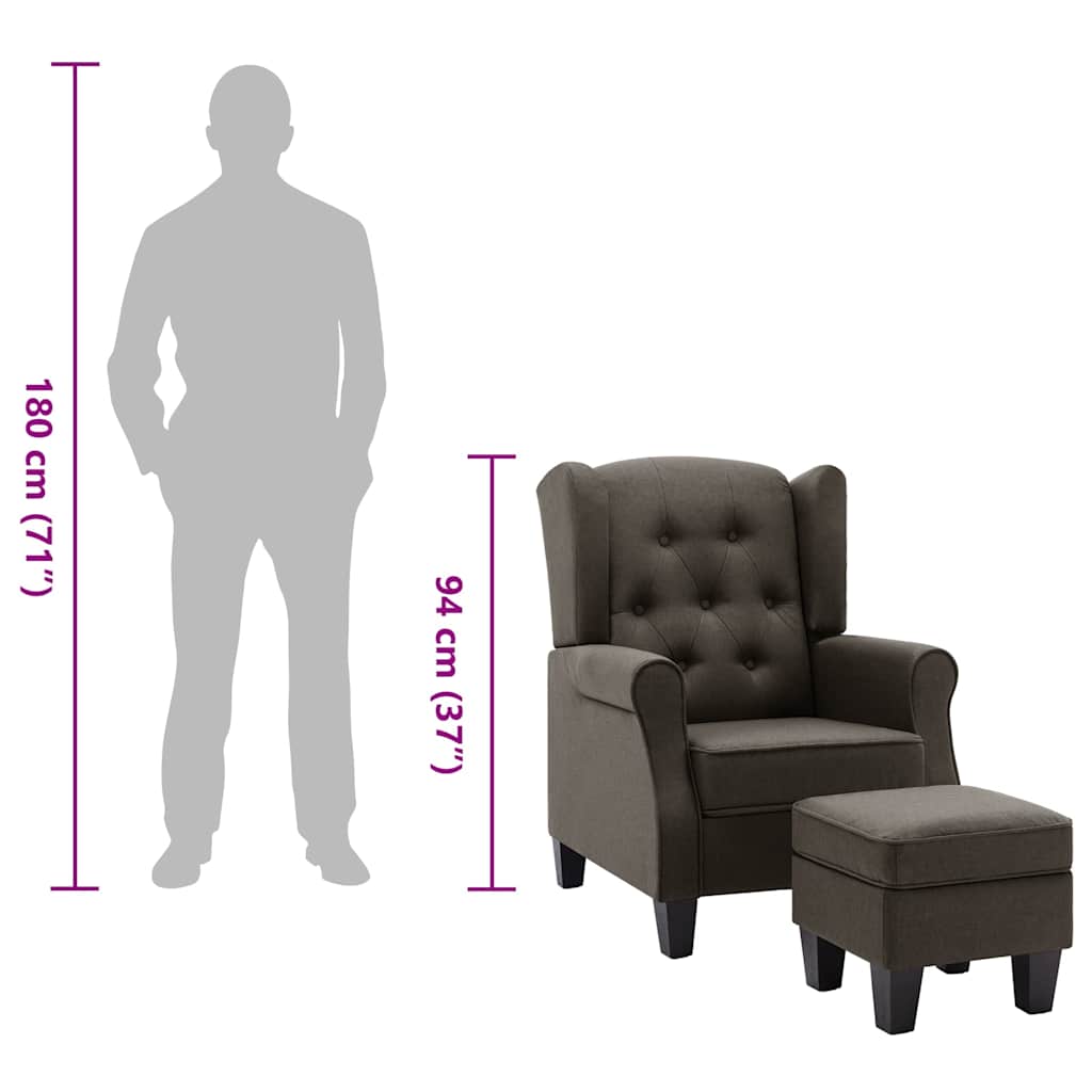 Poltrona con Poggiapiedi Grigio Tortora in Tessuto 320159