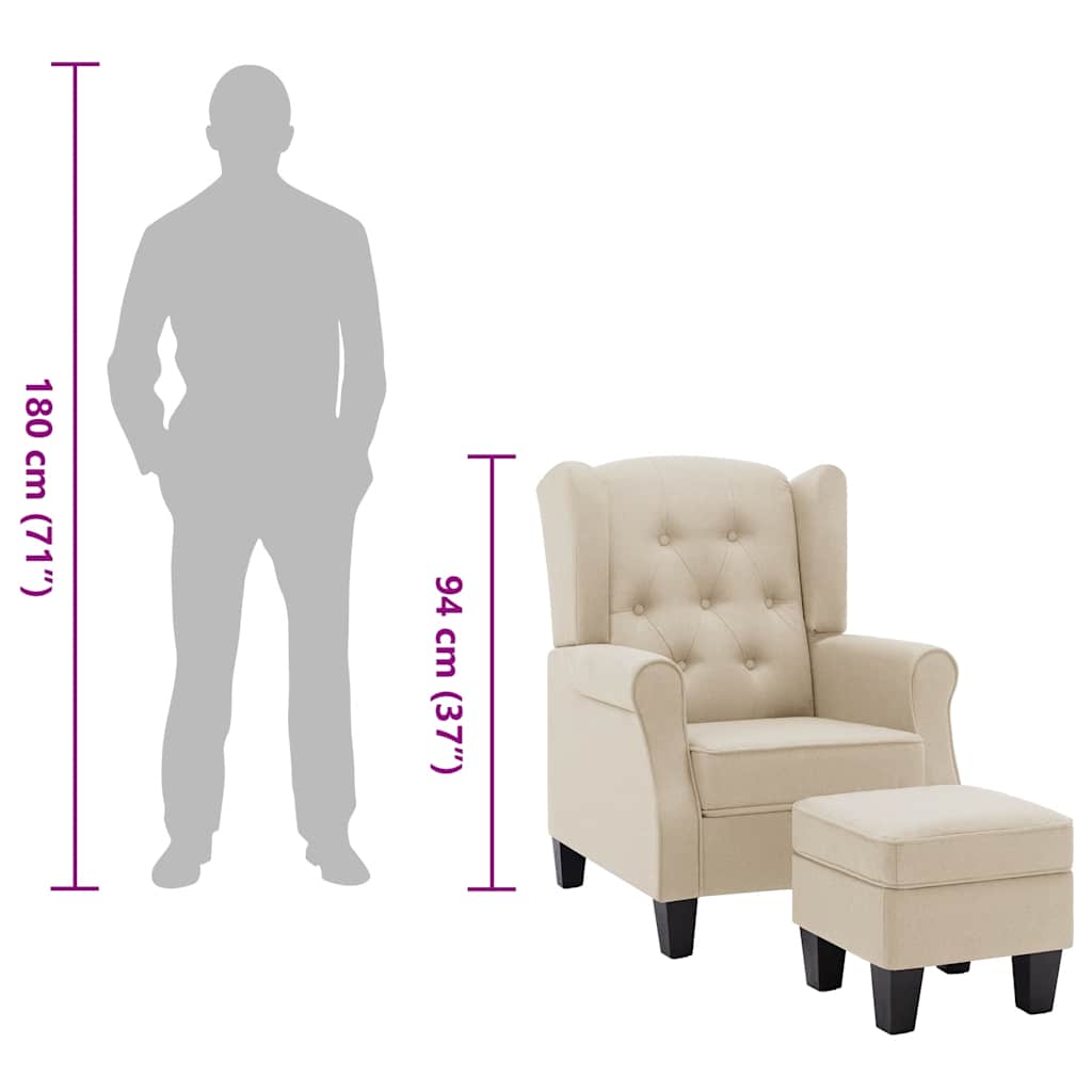 Poltrona con Poggiapiedi Crema in Tessuto 320160