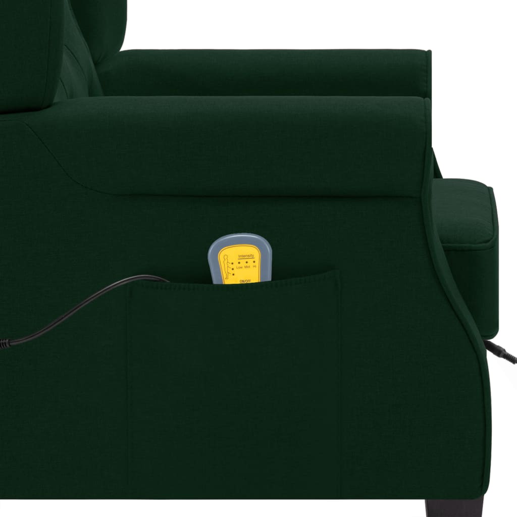 Poltrona Massaggiante con Poggiapiedi Verde Scuro in Tessuto 320167
