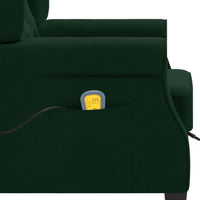 vidaXL Poltrona Massaggiante con Poggiapiedi Verde Scuro in Tessuto