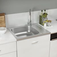 Lavello da Cucina con Scarico-Lavandino-Lavabo Argento 600x500x155 mm Acciaio