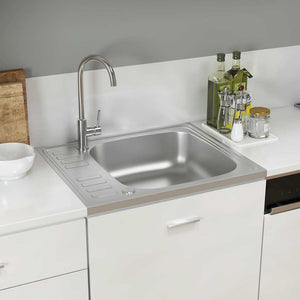 Lavello da Cucina con Scarico-Lavandino-Lavabo Argento 600x500x155 mm Acciaio