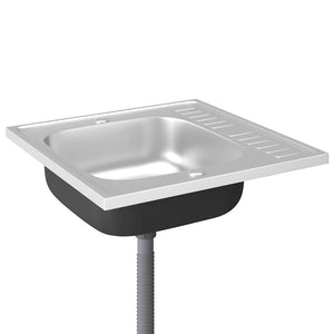 Lavello da Cucina con Scarico-Lavandino-Lavabo Argento 600x600x155 mm Acciaio