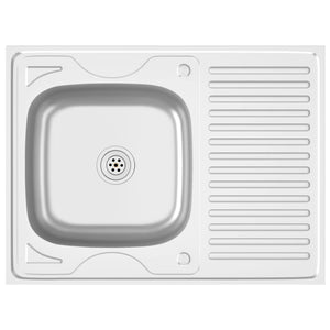 Set lavello e gocciolatoio argento 80 x 60 cm acciaio inox 02_0002428