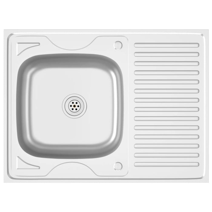 Set lavello e gocciolatoio argento 80 x 60 cm acciaio inox 02_0002428