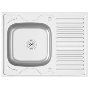 Lavello da Cucina con Scarico Argento 800x600x155 mm Acciaio 147233