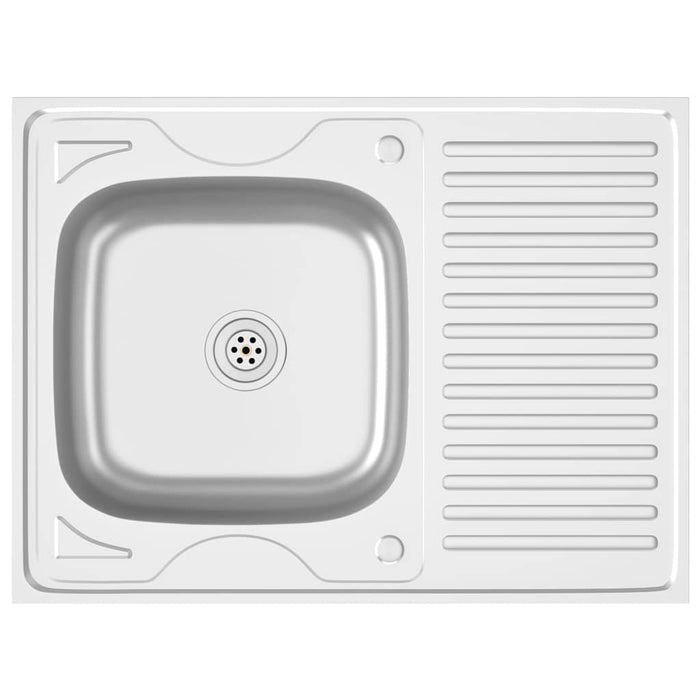 Lavello da Cucina con Scarico Argento 800x600x155 mm Acciaio 147233