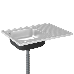 Lavello da Cucina con Scarico-Lavandino-Lavabo Argento 800x600x155 mm Acciaio
