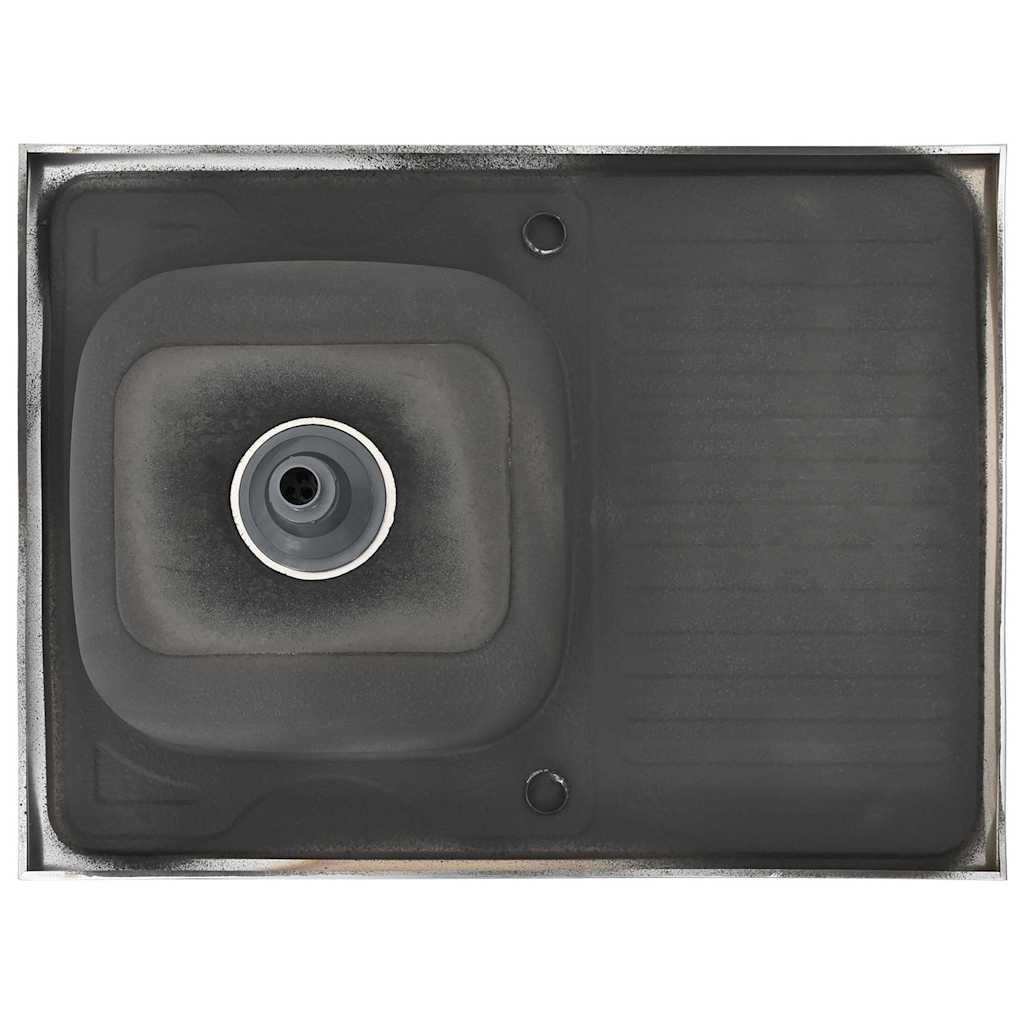 Lavello Cucina e Scolapiatti 800x600x155mm Acciaio Inox Argento cod mxl 49925