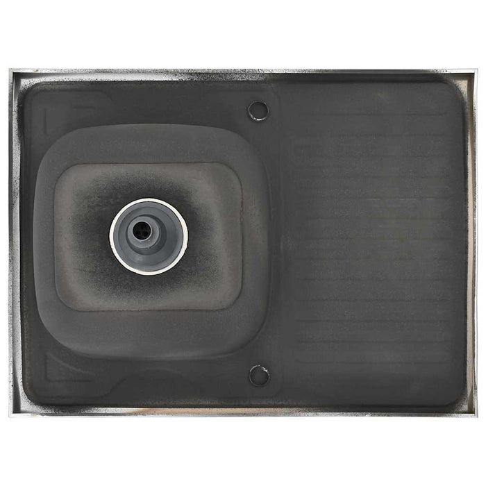 Lavello Cucina e Scolapiatti 800x600x155mm Acciaio Inox Argento cod mxl 49925