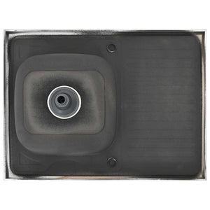 Lavello da Cucina con Scarico Argento 800x600x155 mm Acciaio 147233