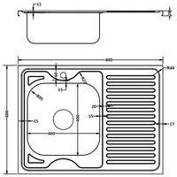 Set lavello e gocciolatoio argento 80 x 60 cm acciaio inox 02_0002428