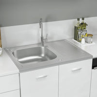 Lavello da Cucina con Scarico-Lavandino-Lavabo Argento 800x600x155 mm Acciaio