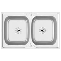 Lavello cucina doppia vasca lavello sottotop lavello cucina lavello sottotop interno casa argento 80 x 50 cm acciaio inox 02_0002429