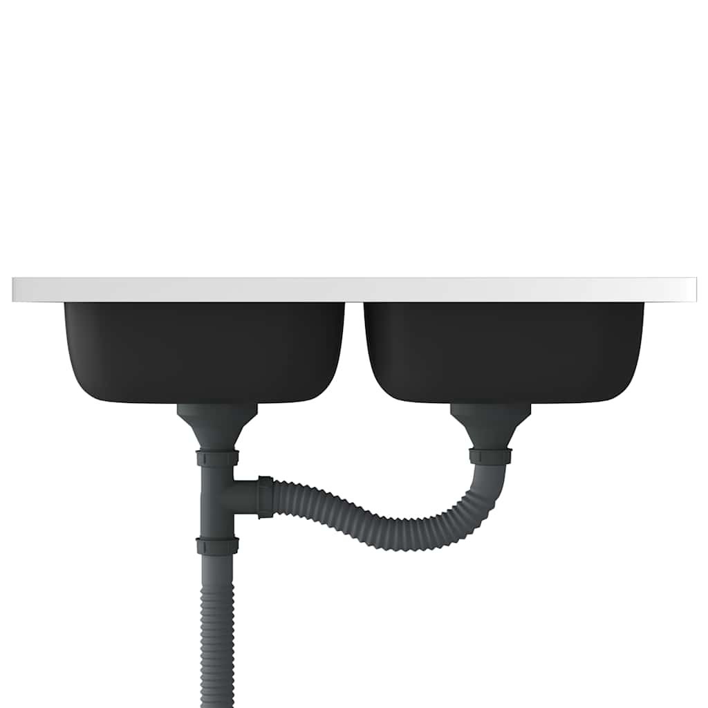 Lavello Cucina Doppia Vasca 800x500x155 mm Argento Acciaio Inox 147234