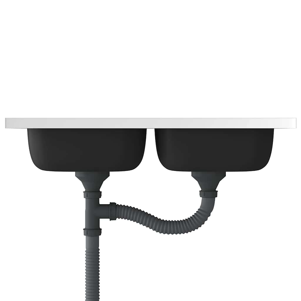 Lavello-Lavandino-Lavabo Cucina Doppia Vasca 800x500x155 mm Argento Acciaio Inox