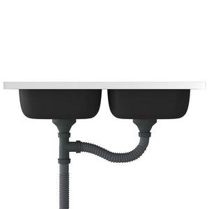 Lavello cucina doppia vasca lavello sottotop lavello cucina lavello sottotop interno casa argento 80 x 50 cm acciaio inox 02_0002429