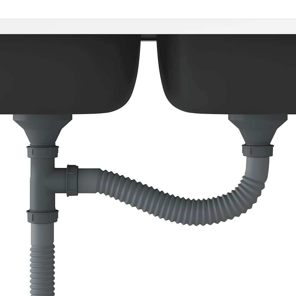 Lavello Cucina Doppia Vasca 800x500x155 mm Argento Acciaio Inox 147234