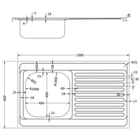 Set lavello cucina e gocciolatoio lavello sottotop lavello cucina interno casa argento 100 cm acciaio inox 02_0002432