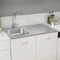 Lavello da Cucina con Scarico Argento 1000x600x155 mm Acciaio 147237