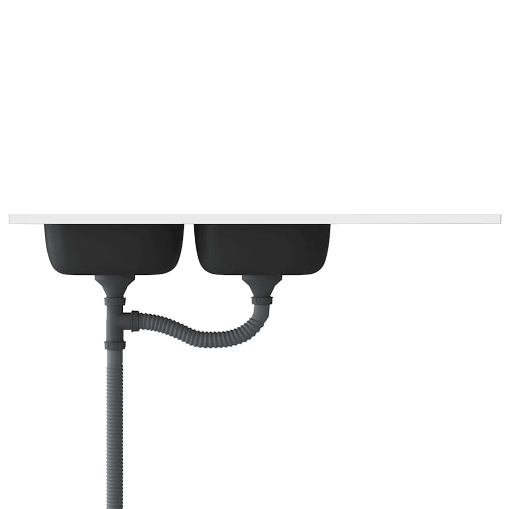 Lavello da Cucina Doppia Vasca Argento 1200x600x155 mm Acciaio 147239