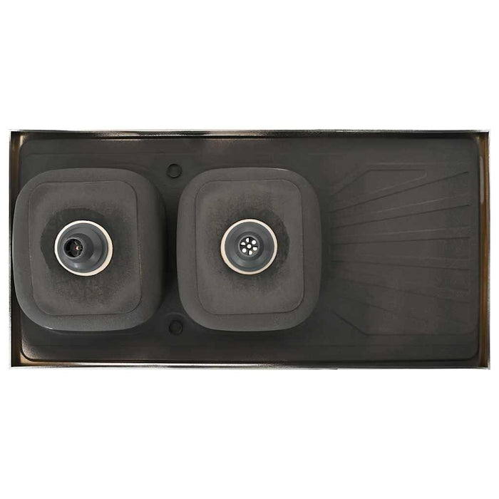 Lavello da Cucina Doppia Vasca Argento 1200x600x155 mm Acciaio 147239