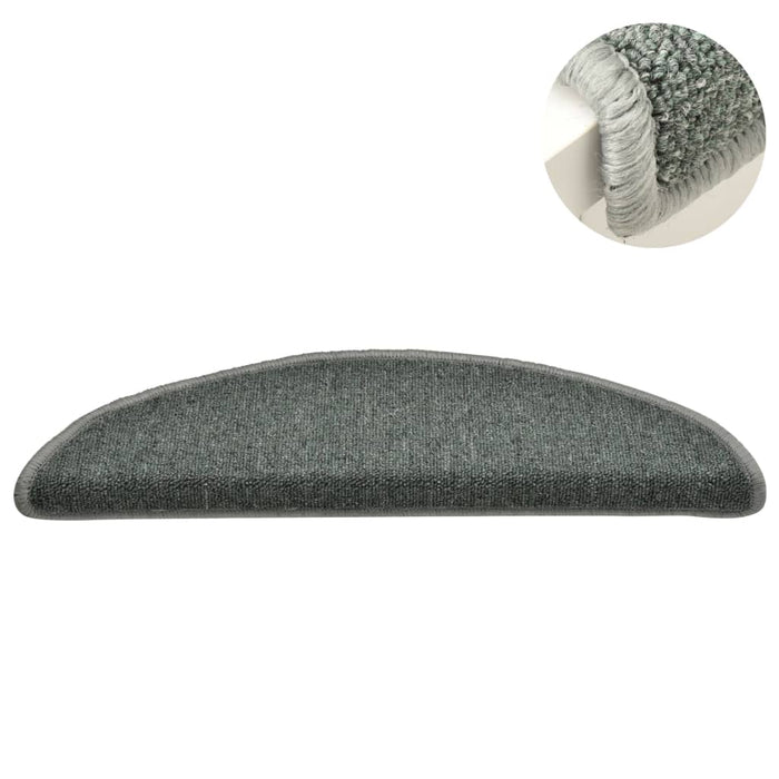 Tappetini per scale 15 pz 56x17x3 cm Verde scuro semicircolari 322360
