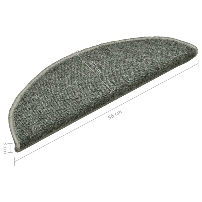 Tappetini per scale 15 pz 56x17x3 cm Verde scuro semicircolari 322360