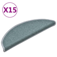 Tappetini per scale 15 pz 56x17x3 cm Blu mare semicircolari 322362