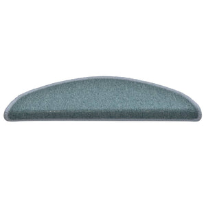 Tappetini per scale 15 pz 56x17x3 cm Blu mare semicircolari 322362