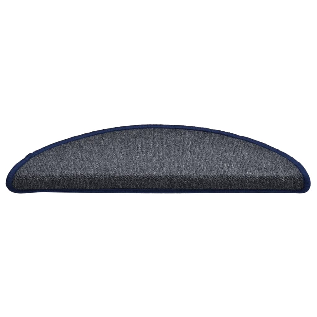 Tappetini per scale 15 pz 56x17x3 cm Grigio scuro e blu semicircolari 322364