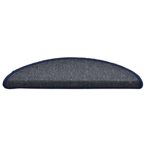 Tappetini per scale 15 pz 56x17x3 cm Grigio scuro e blu semicircolari 322364