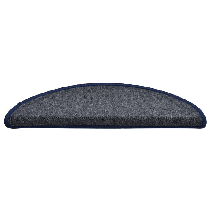 Tappetini per scale 15 pz 56x17x3 cm Grigio scuro e blu semicircolari 322364