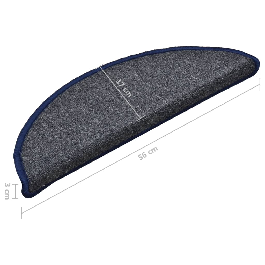 Tappetini per Scale 15 pz Grigio Scuro e Blu 56x17x3 cm cod mxl 65077