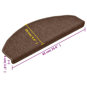 vidaXL Tappetini per scale 15 pz 65x24x4 cm Marrone Semicircolari Grandi