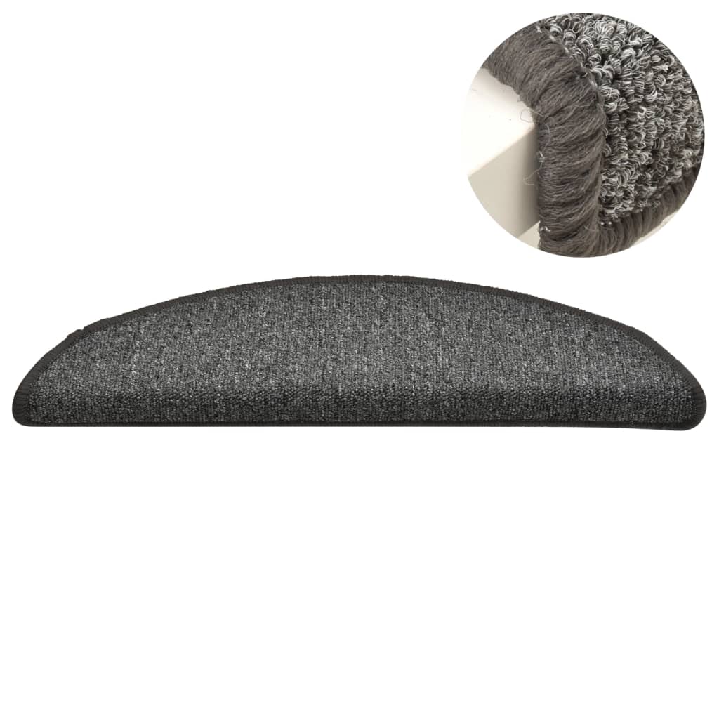 Tappetini per scale 15 pz 56x17x3 cm Grigio scuro Semicircolari 322368