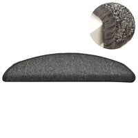 Tappetini per scale 15 pz 56x17x3 cm Grigio scuro Semicircolari 322368