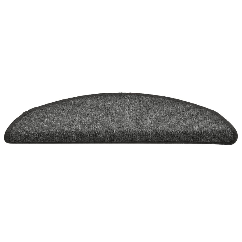 Tappetini per scale 15 pz 56x17x3 cm Grigio scuro Semicircolari 322368