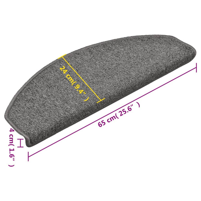 Tappetini per scale 15 pz 65x24x4 cm Grigio scuro Semicircolari Grandi 322369