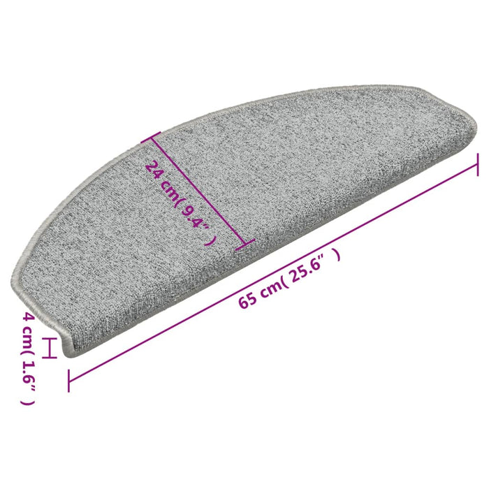 Tappetini per Scale 15 pz Grigio Chiaro 65x24x4 cm cod mxl 70829