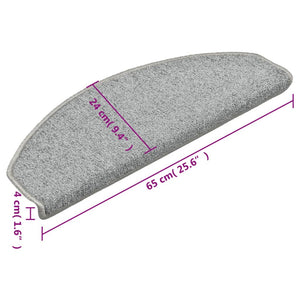 Tappetini per scale 15 pz 65x24x4 cm Grigio chiaro Semicircolari Grandi 322371