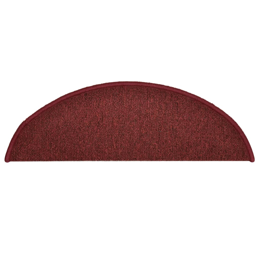 Tappetini per scale 15 pz 56x17x3 cm Bordeaux semicircolari 322372