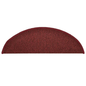 Tappetini per scale 15 pz 56x17x3 cm Bordeaux semicircolari 322372