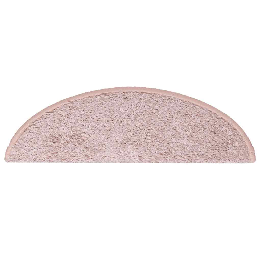 Tappetini per scale 15 pz 56x17x3 cm rosa chiaro semicircolari 322376