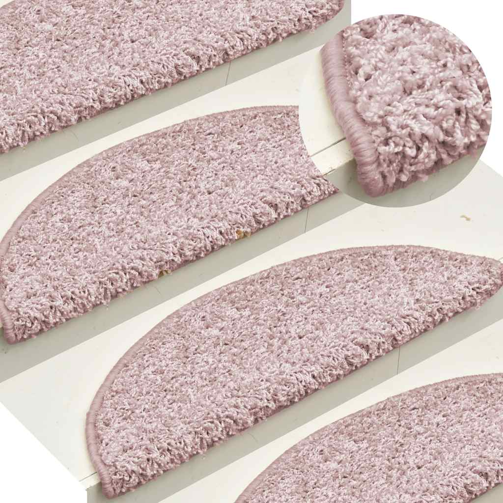 Tappetini per scale 15 pz 65x21x4 cm Rosa chiaro Semicircolari Grandi 322377