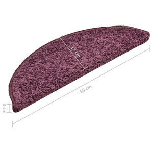 Tappetini per scale 15 pz 56x17x3 cm Viola scuro semicircolari 322384