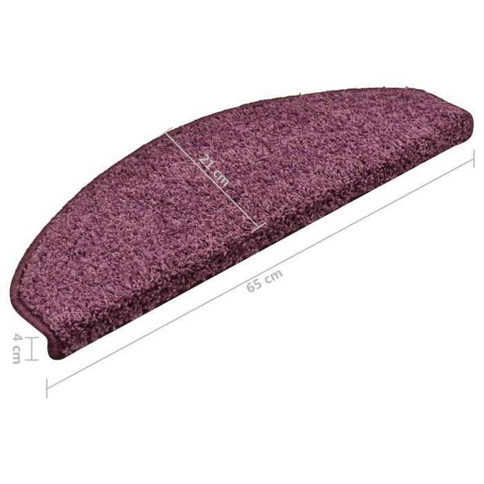 Tappetini per scale 15 pz 65x21x4 cm Viola scuro Semicircolari Grandi 322385