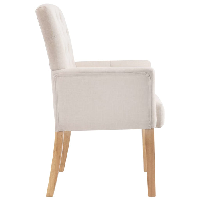 Sedia da Pranzo con Braccioli Beige in Tessuto 287941