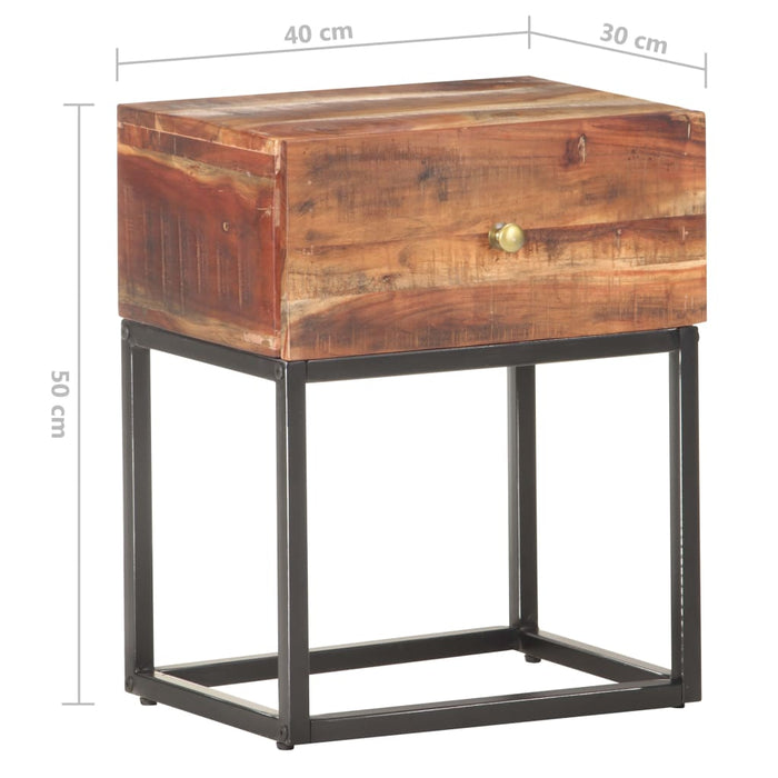 Comodino-Tavolino da notte 40x30x50 cm in Legno di Acacia Grezzo
